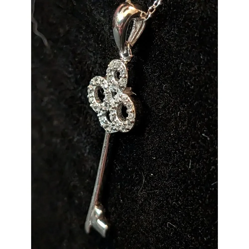 Bella Luce® Skeleton Key Pendant with Chain Rhodium Over Sterling Silver JTV